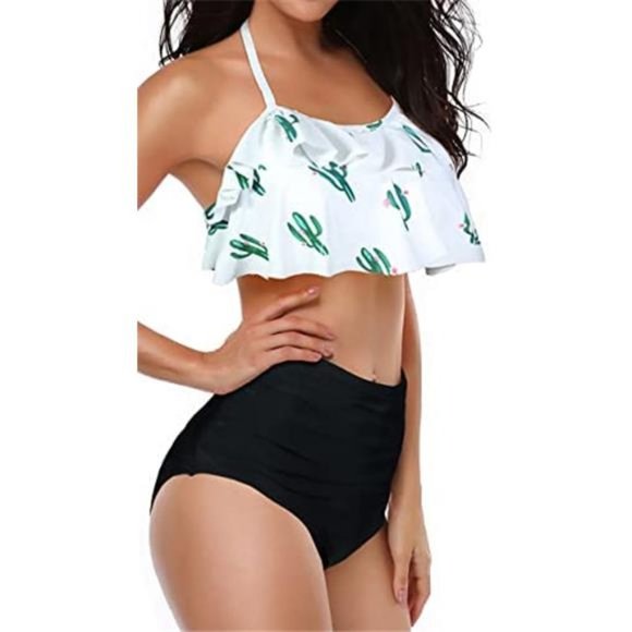 Other - WOMEN Retro Flounce High Waisted Bikini, Cactus